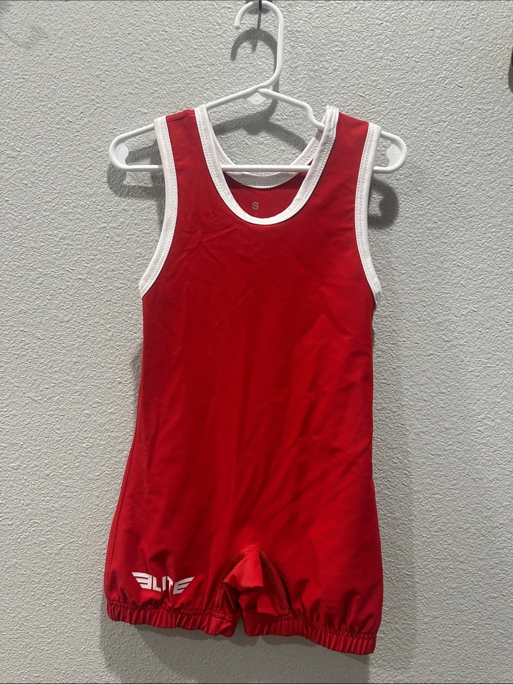 Red Kids Athletic Wrestling Singlet with White Trim